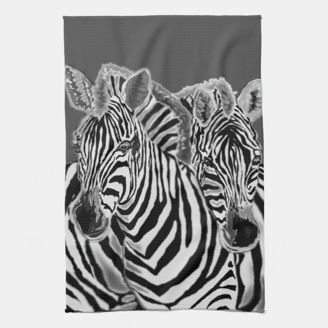 Couple Zebra  Kitchen Towel - Choose Colour (Vertical)