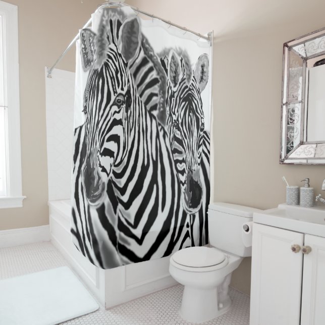 Couple Zebra Shower Curtain (In Situ)