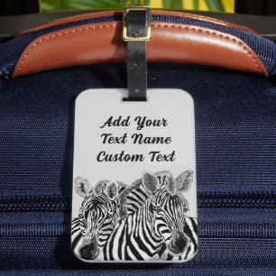 Couple Zebras Luggage Tag Personalised Text Info