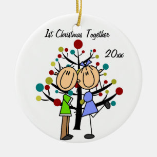Couple's 1st Christmas Together  Round Ornament