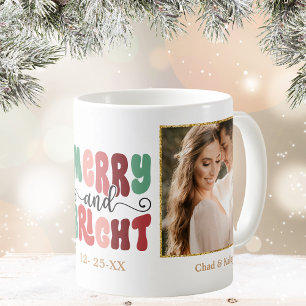 Couples Add Your Photo Merry and Bright Christmas Coffee Mug