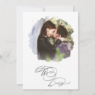 *~* Couples Artsy PHOTO RSVP + QR  AR6 Wedding Inv Invitation