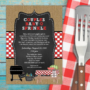 Couples Baby Q Sprinkle invitation, neutral gender Invitation