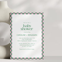 Couples Baby Shower All in One Pink Green Check
