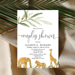 Couples baby shower, coed safari baby shower invitation