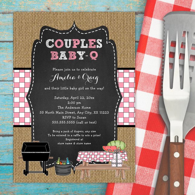 Couples Baby Shower, girl baby-q, backyard BBQ Invitation (Creator Uploaded)