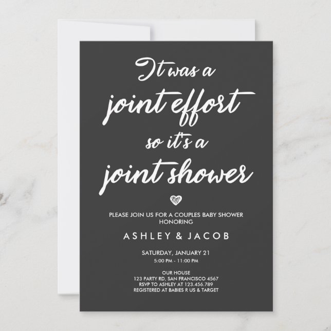 Couples Baby Shower invitation Coed Shower Joint (Front)