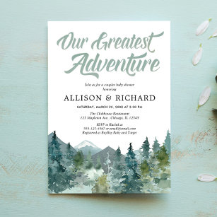 Couples baby shower, Our greatest adventure rustic Invitation