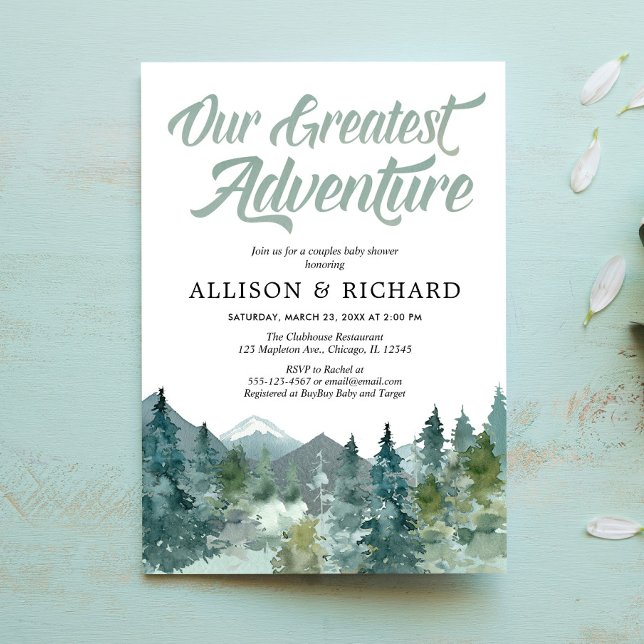Couples baby shower, Our greatest adventure rustic Invitation (Creator Uploaded)