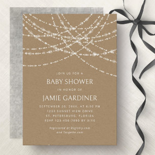 Couples Baby Shower String Lights Kraft Invitation