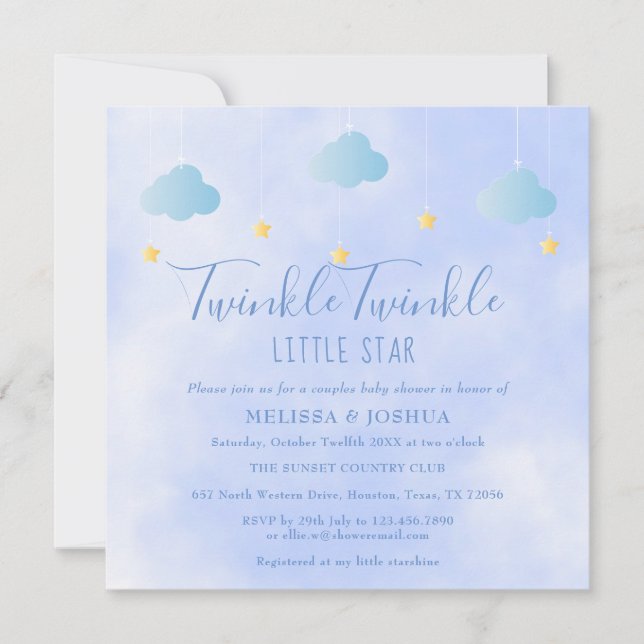Couples Baby Shower Twinkle Twinkle Little Star Invitation (Front)