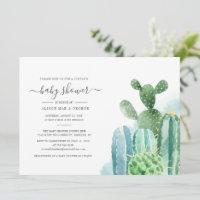 Couples Baby Shower Watercolor Cacti Boho Script