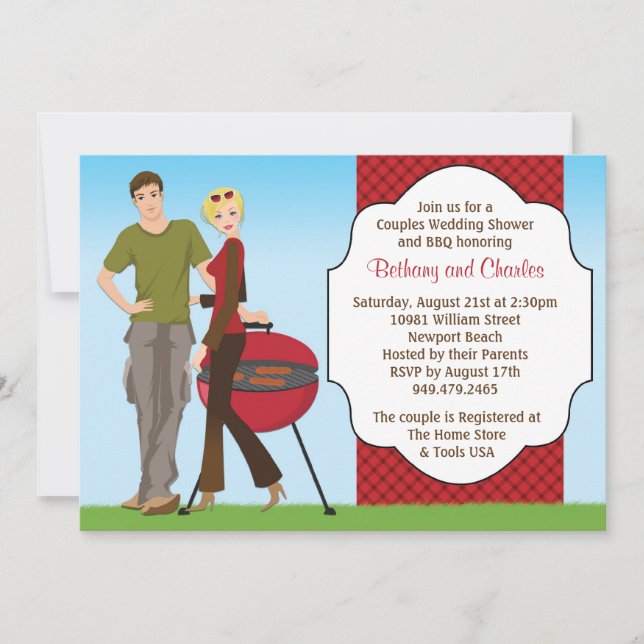Couples BBQ Wedding Shower Invitation (Front)