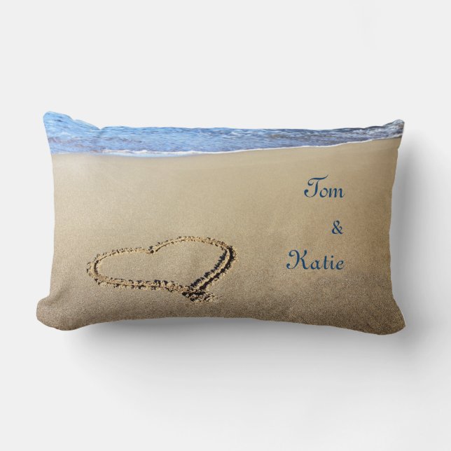 Couples Beach Heart Throw Pillow (Front)