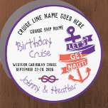 Couple's Birthday Cruise Let's Get Nauti Car Magnet<br><div class="desc">Decorate your cabin ship door with this fun stateroom door marker. This custom cruise magnet features the fun saying "Let's Get Nauti." Personalise the theme and your names in fun rope font. You can also customise the cruise line's name, cruise ship name, type of cruise itinerary, and sailing date. Please...</div>