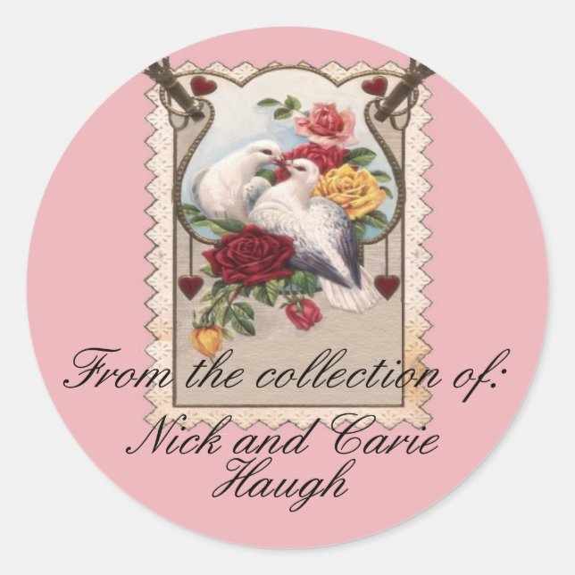 Couples Bookplate Classic Round Sticker (Front)
