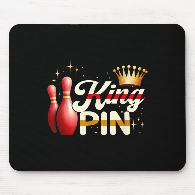 Couples Bowler League Bowling King Pin Wearing Cro Mouse Pad (Front)