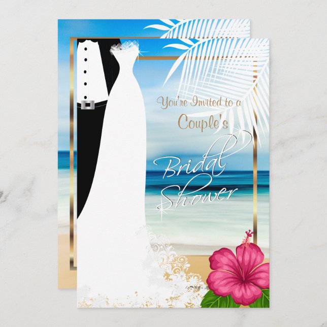 Couple's Bridal Shower Beach Style Invitation (Front/Back)