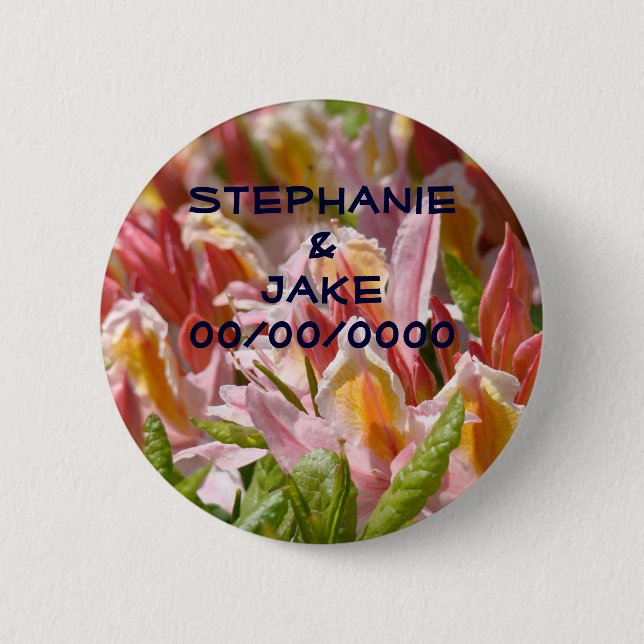 Couples button His & Her Name Wedding Date buttons (Front)