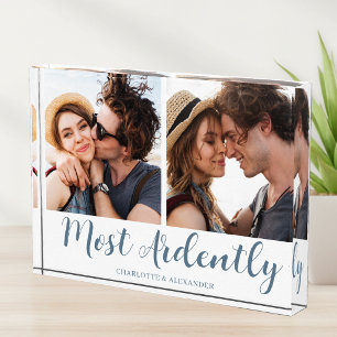 Couple's Calligraphy Script Quote Two Photo Block