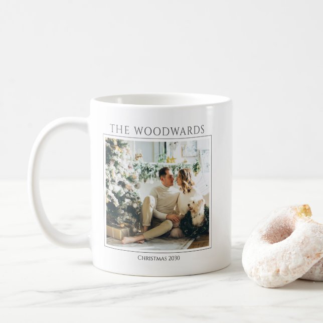 Couples Christmas Photo Keepsake Coffee Mug (With Donut)