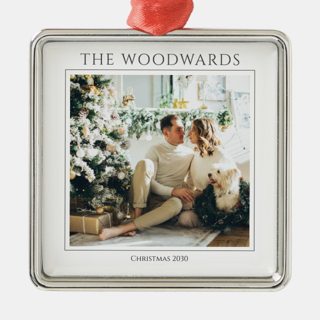 Couples Christmas Photo Keepsake Metal Tree Decoration (Front)