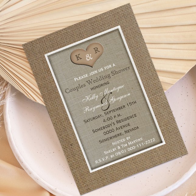 Couples Coed Wedding Shower Invitation -- Burlap (Creator Uploaded)