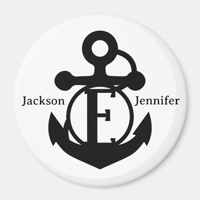 Couple's Custom E Initial Anchor Cruise Door Magnet (Front)