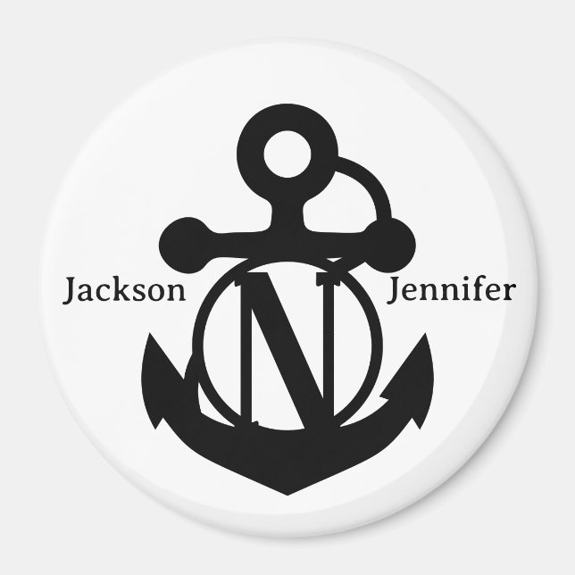 Couple's Custom N Initial Anchor Cruise Door Magnet (Front)