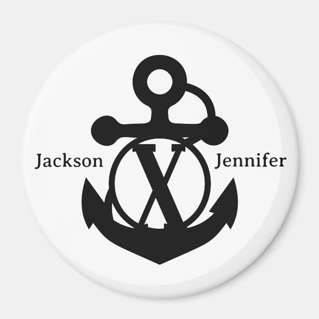 Couple's Custom X Initial Anchor Cruise Door Magnet (Front)