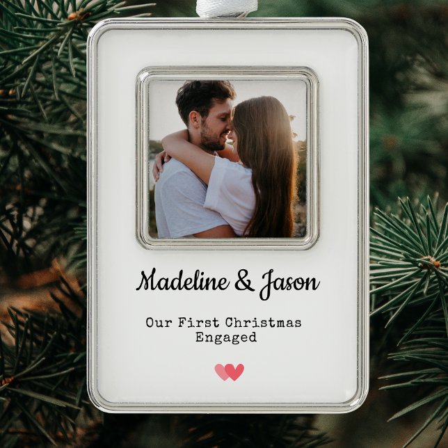 Couples Engagement Custom Photo Framed Ornament (Couples Engagement Custom Photo Framed Ornament)