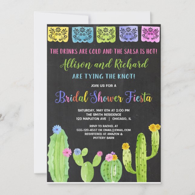 Couples Fiesta bridal shower cactus Invitation (Front)