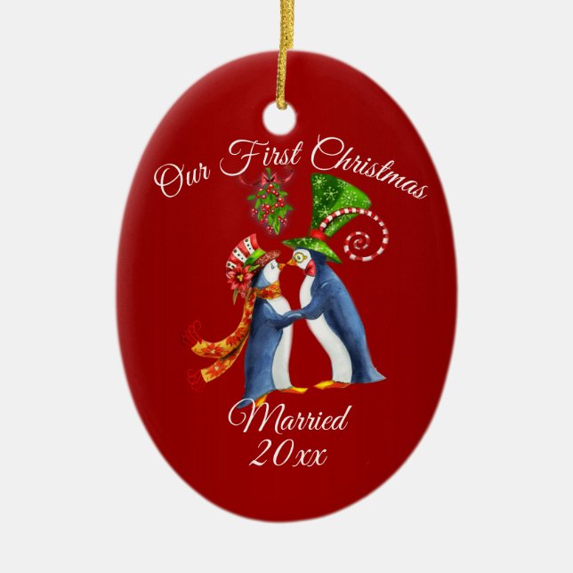 Couples First Christmas Holiday Ceramic Tree Decoration (Front)