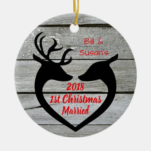 Couple's First Christmas Personalised Ornament (Front)