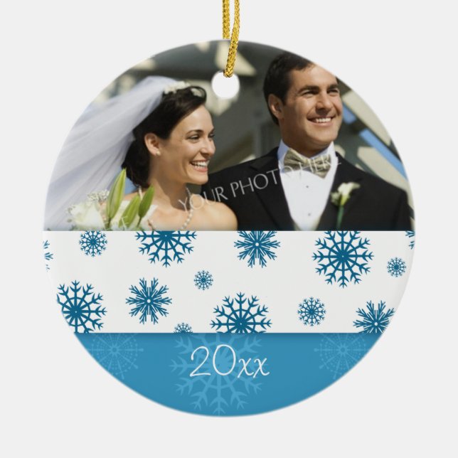Couple's First Christmas Photo Christmas Ornament (Front)