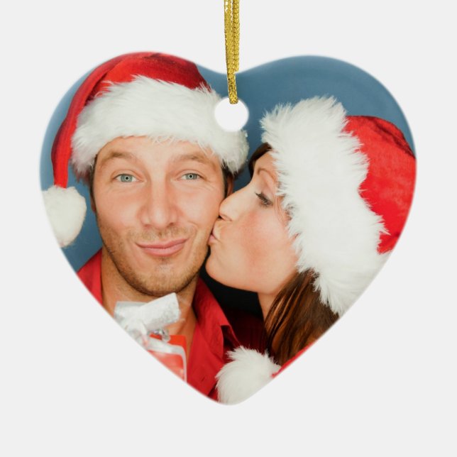 Couple's First Christmas Photo Ornament (Front)