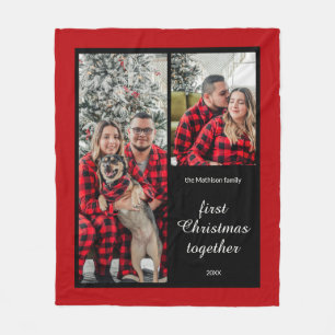 Couples First Christmas Together Photo Fleece Blanket