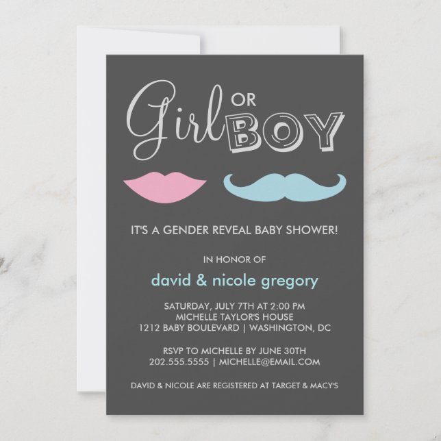 Couples Gender Reveal Baby Shower Invitation (Front)
