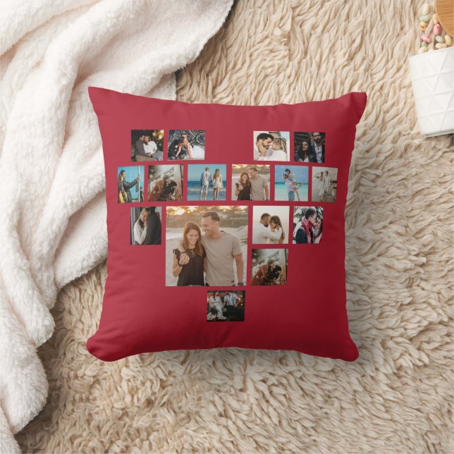 Couples Gift Valentine's Day Heart Photo Collage Cushion (Blanket)
