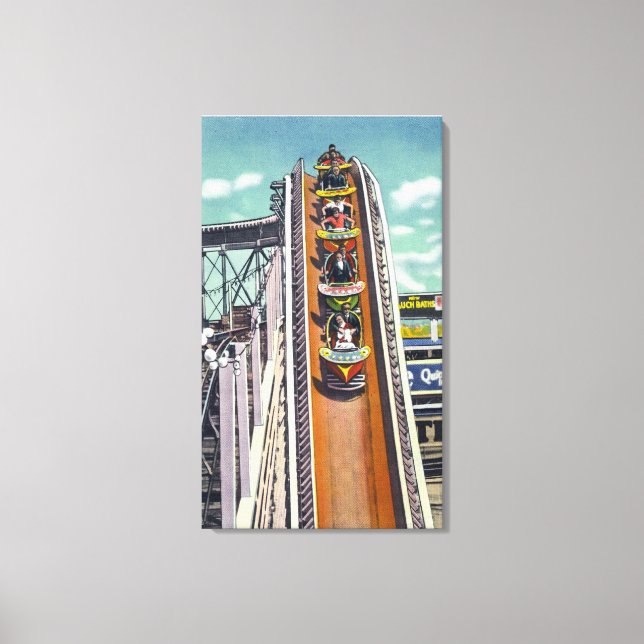 Couples Going Down the Flying Turns Ride Canvas Print (Front)