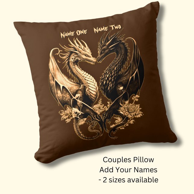 Couples Gold Dragons Add Names  Cushion (Creator Uploaded)