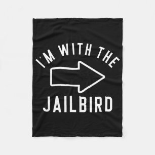 Couples Halloween Costume Shirts I'm With The Jail Fleece Blanket