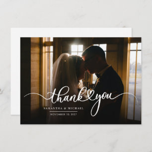Couples Hand-Lettered Wedding Photo Thank You Card