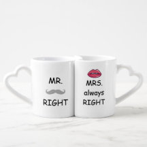 Couples Heart Attached Mug Set