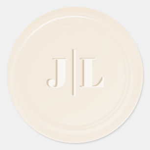 Couples Initial Monogram Faux Wax Seal Cream