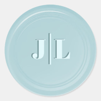 Couples Initial Monogram Faux Wax Seal Design Blue