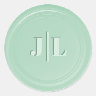 Couples Initial Monogram Faux Wax Seal Design Mint