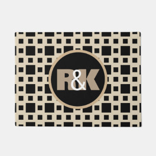 Couples Initials Closely Together Cool Geometric Doormat