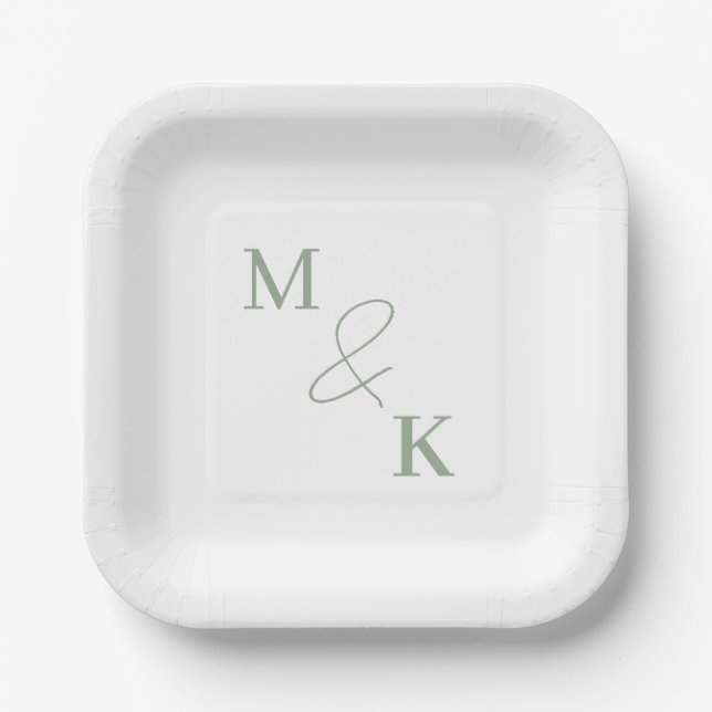 Couples Initials Monogram Paper Plate (Front)