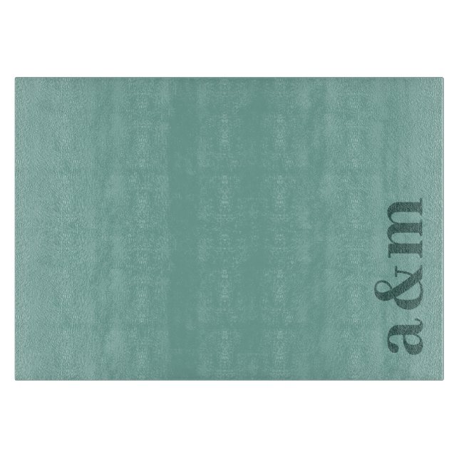 Couple's Initials Monogram Teal Blue Minimalist Cutting Board (Front)